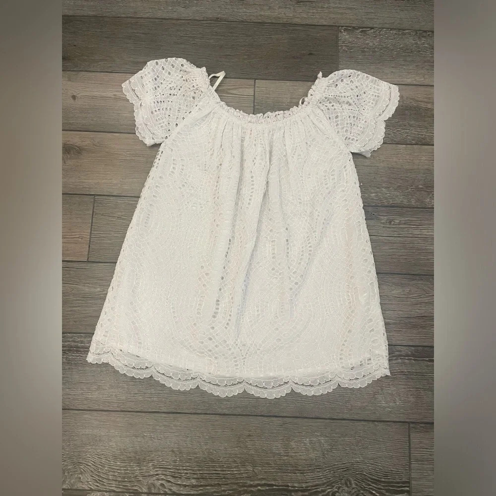 White Delicate Lace Off-Shoulder Blouse -XS by Lilly Pulitzer